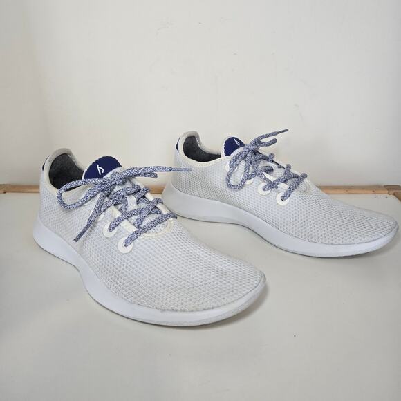 Allbirds Mens Tree Runner Blizzard/Hazy Cobolt (Blizzard Sole) Size 9 - Picture 2 of 10